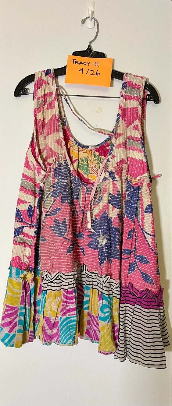 Kantha Bae Mystic Tank Free Size Patchwork Kantha Stitch Top
